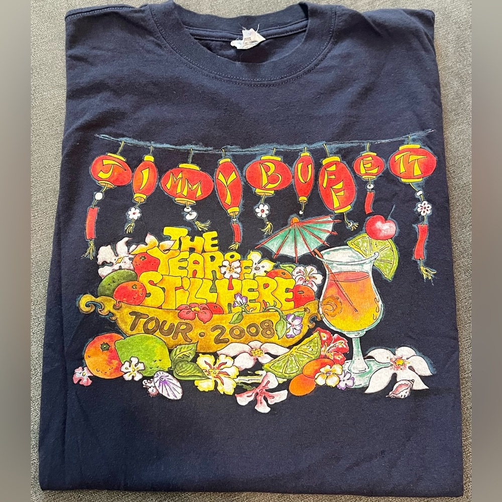 Jimmy Buffett T-Shirt Size Medium Year Of Still Here Tour 2008 Concert Tee Navy